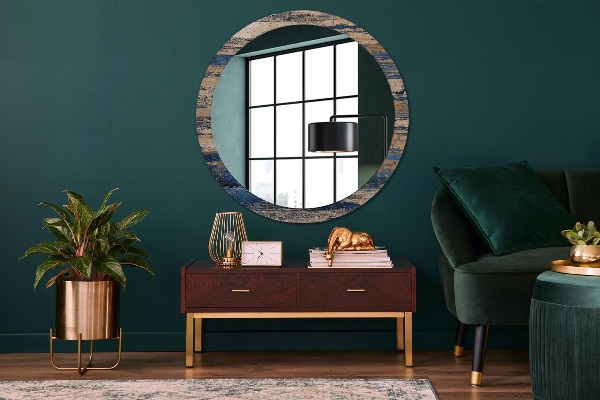 Round decorative mirror Abstract wood
