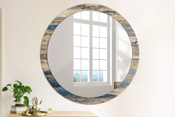Round decorative mirror Abstract wood