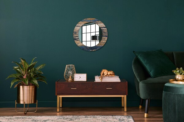 Round decorative mirror Abstract wood