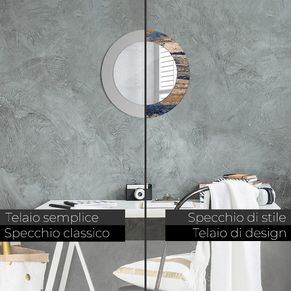 Round decorative mirror Abstract wood