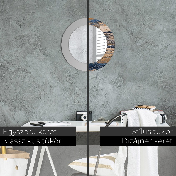 Round decorative mirror Abstract wood