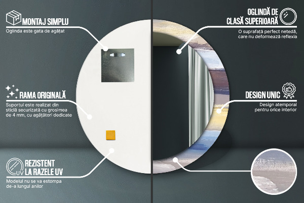 Round decorative mirror Abstract picture