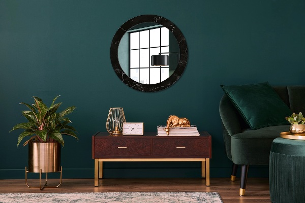 Round mirror frame with print Marble stone