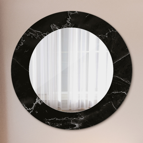 Round mirror frame with print Marble stone
