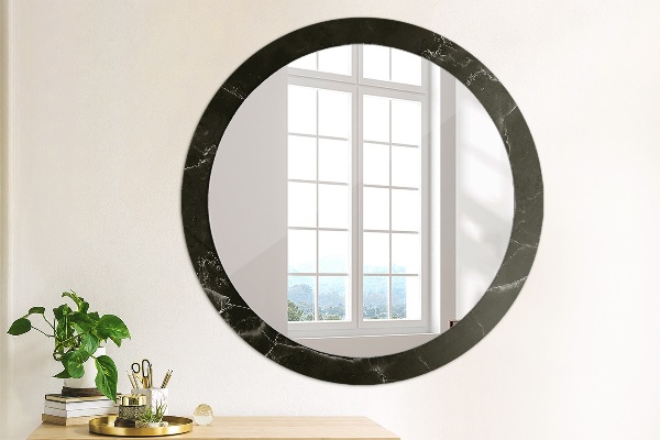 Round mirror frame with print Marble stone