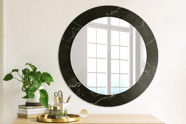 Round mirror frame with print Marble stone