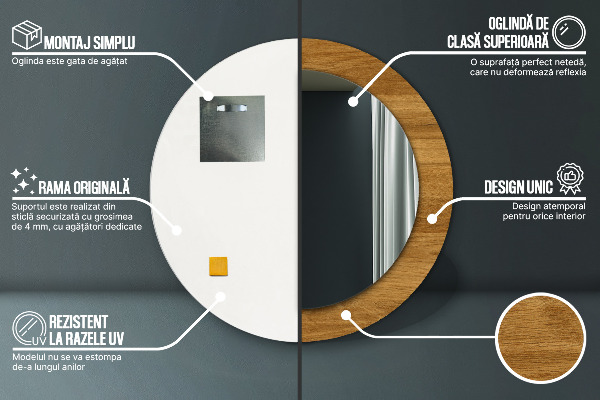 Round wall mirror decor Rustic oak