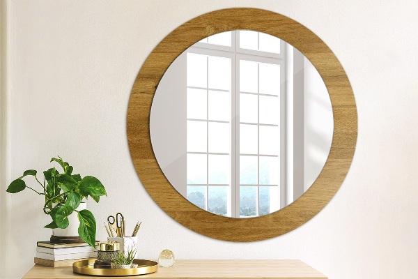Round wall mirror decor Rustic oak