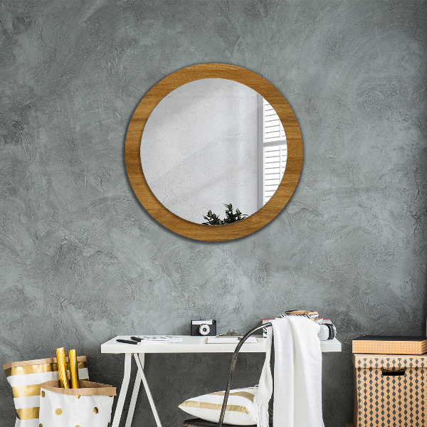 Round wall mirror decor Rustic oak