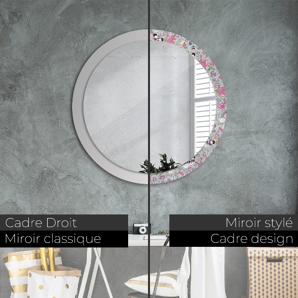 Round wall mirror decor Panda unicorn