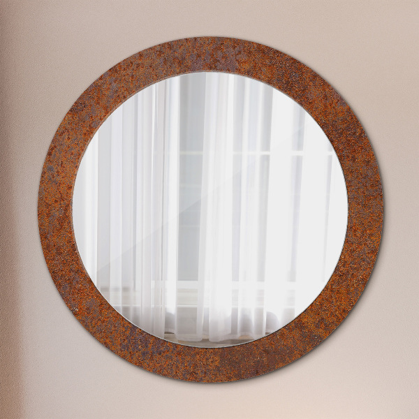 Round printed mirror Rusty metal