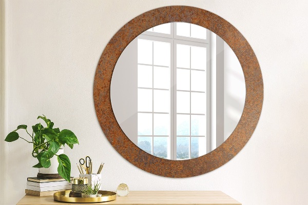 Round printed mirror Rusty metal