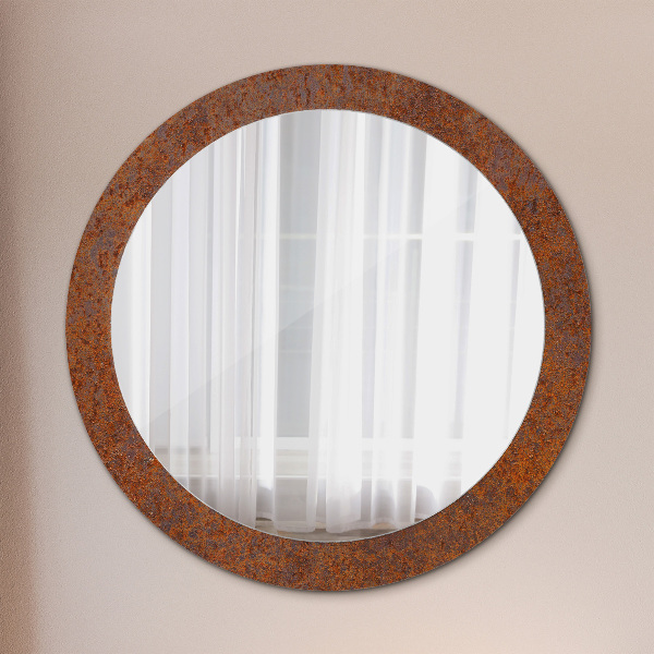 Round printed mirror Rusty metal