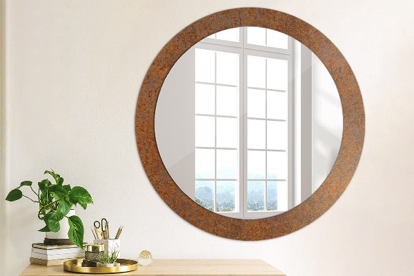Round printed mirror Rusty metal