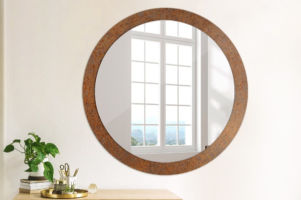 Round printed mirror Rusty metal