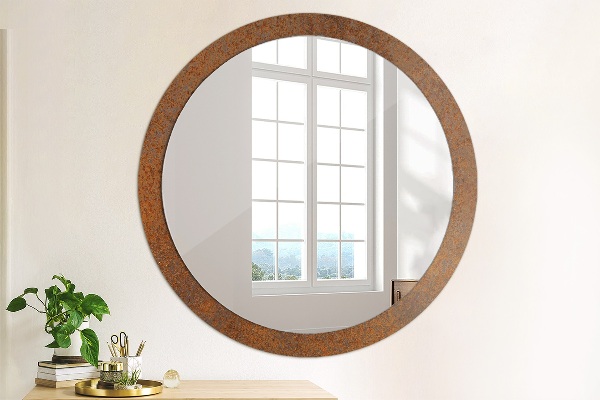Round printed mirror Rusty metal