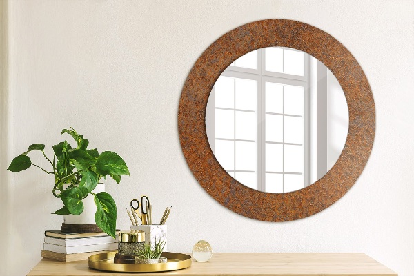 Round printed mirror Rusty metal