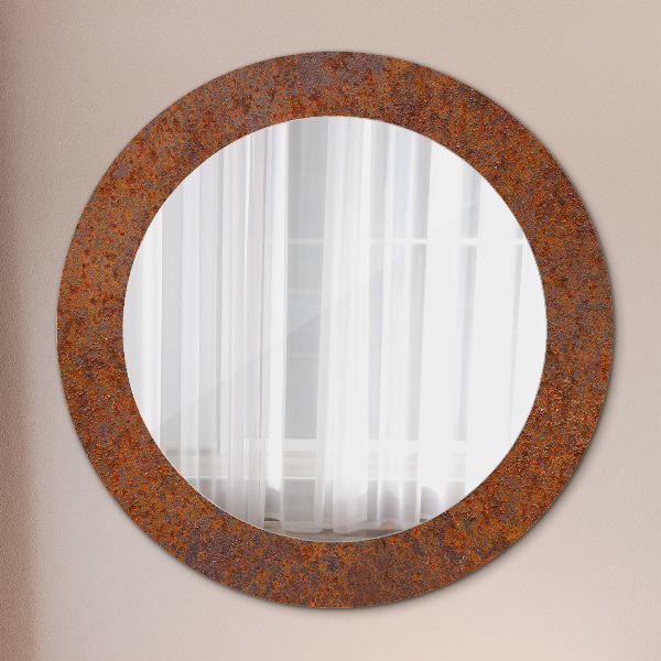 Round printed mirror Rusty metal