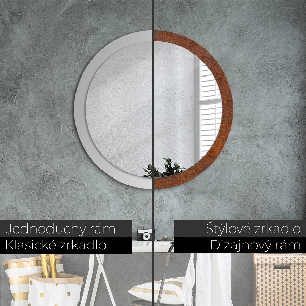 Round printed mirror Rusty metal