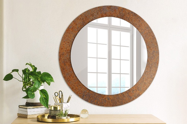 Round printed mirror Rusty metal