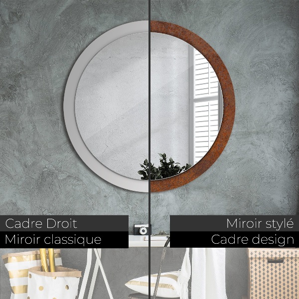 Round printed mirror Rusty metal
