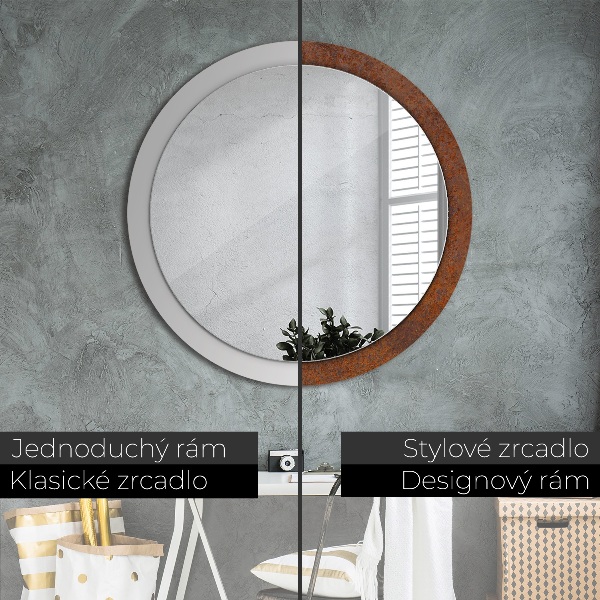 Round printed mirror Rusty metal