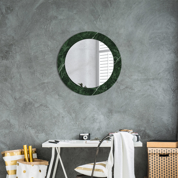 Round printed mirror Green marble