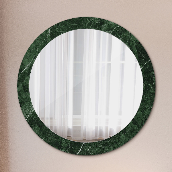 Round printed mirror Green marble