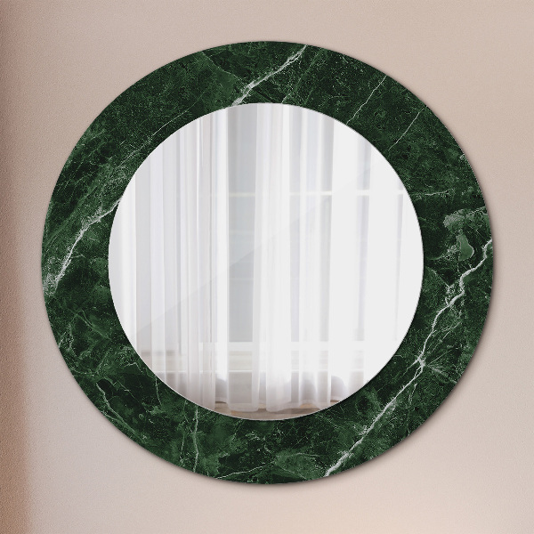 Round printed mirror Green marble