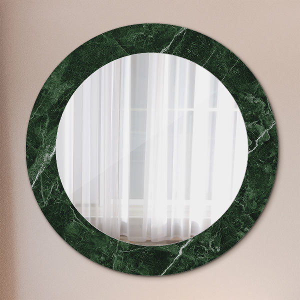 Round printed mirror Green marble