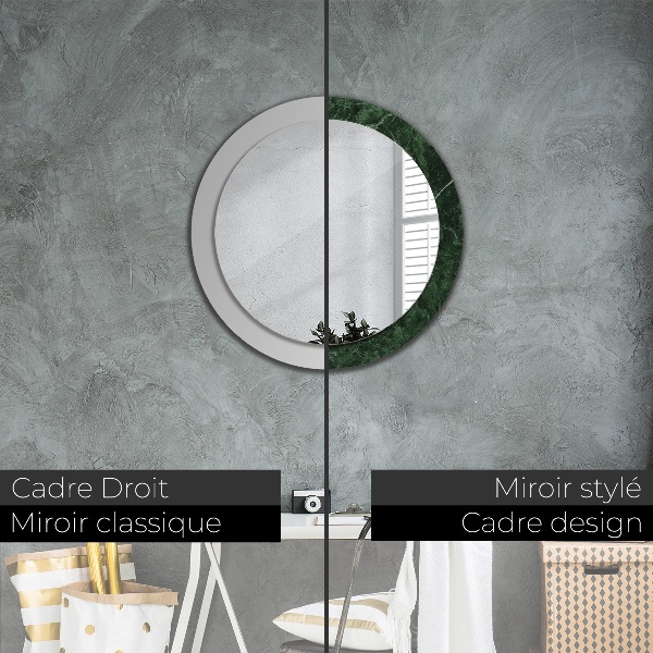 Round printed mirror Green marble