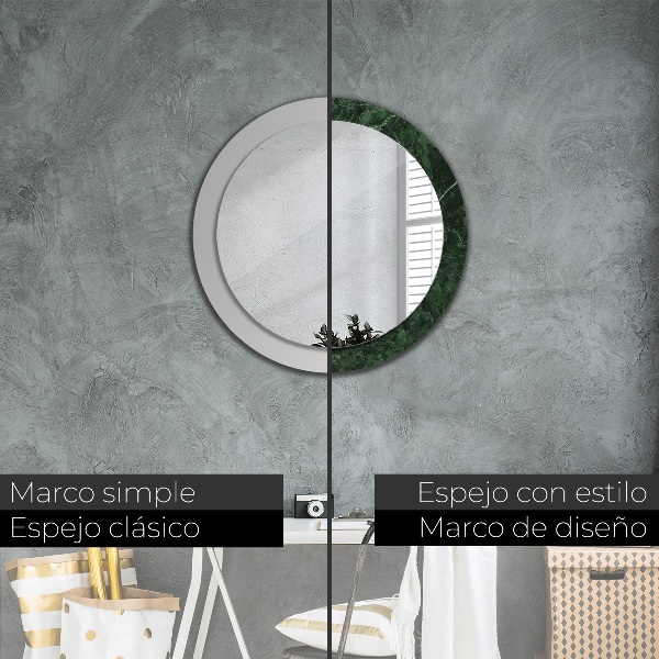 Round printed mirror Green marble