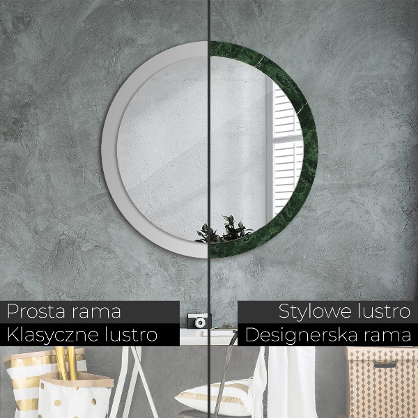 Round printed mirror Green marble