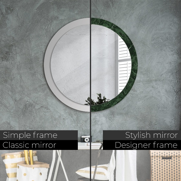 Round printed mirror Green marble