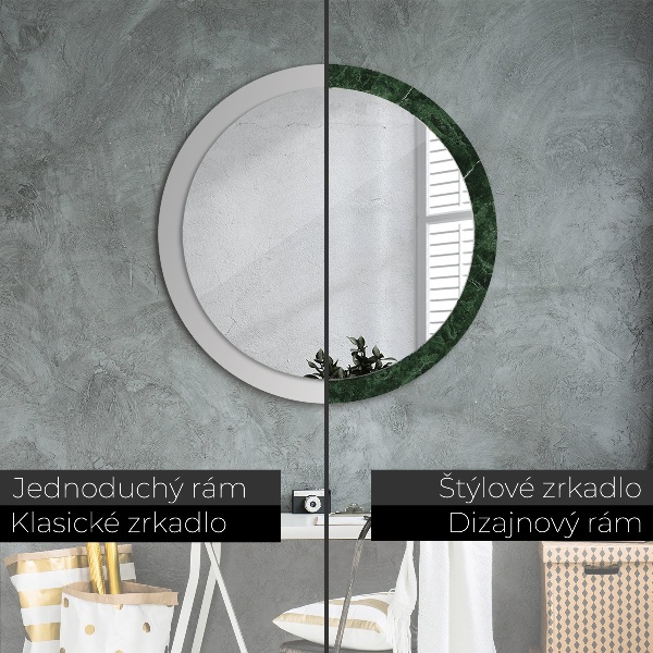 Round printed mirror Green marble