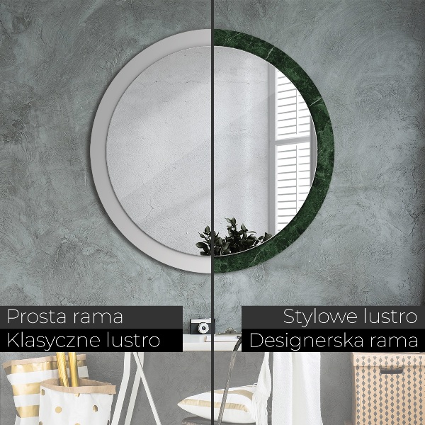 Round printed mirror Green marble