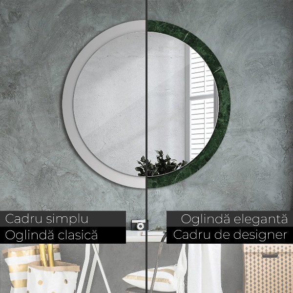 Round printed mirror Green marble