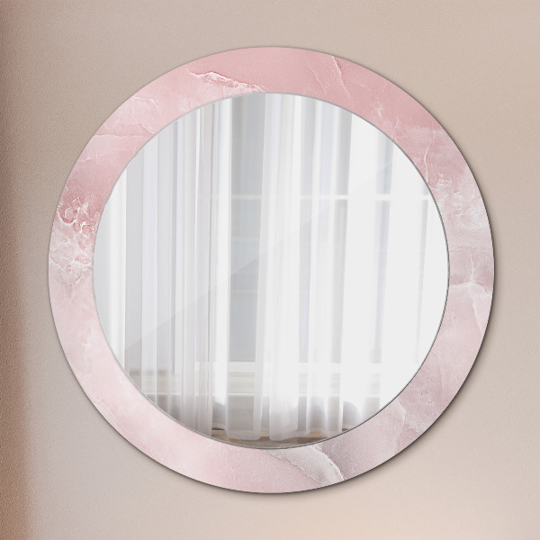 Round printed mirror Pink stone