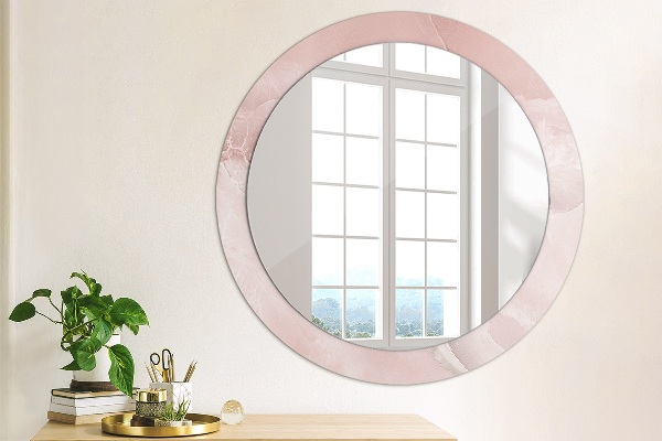 Round printed mirror Pink stone
