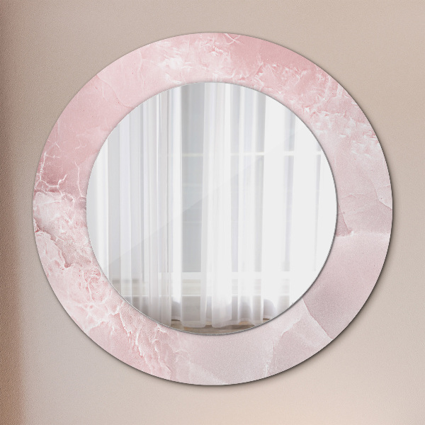 Round printed mirror Pink stone