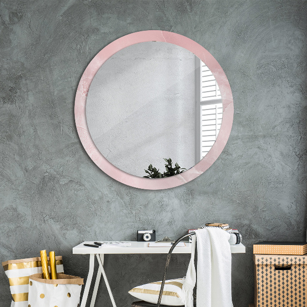 Round printed mirror Pink stone