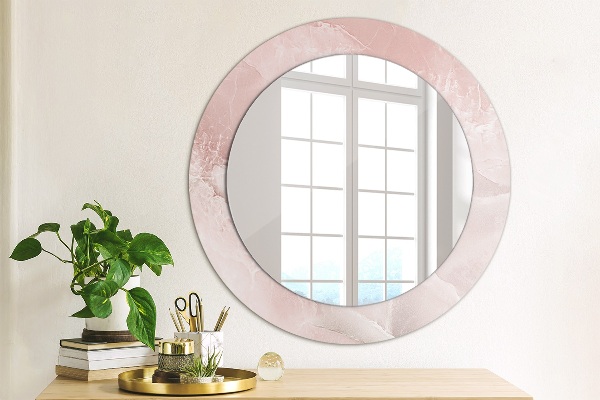 Round printed mirror Pink stone