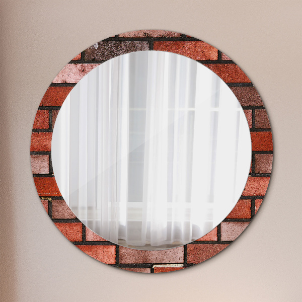 Round printed mirror Red brick