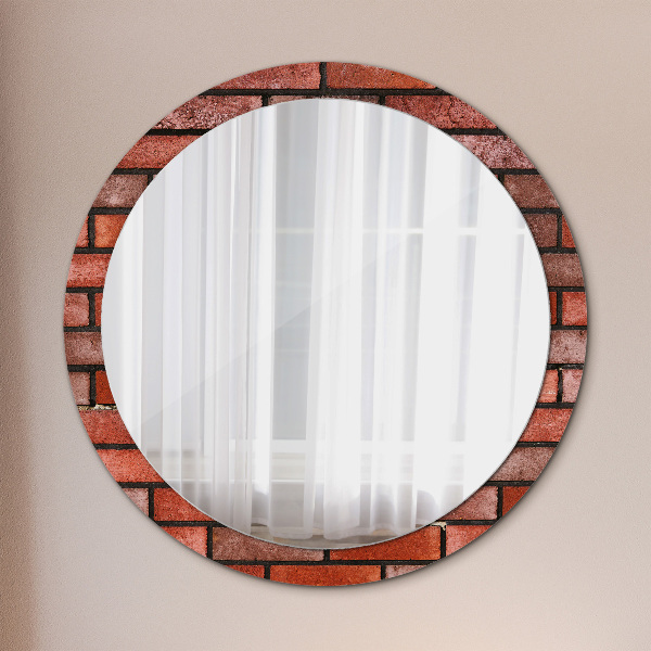 Round printed mirror Red brick