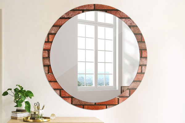 Round printed mirror Red brick