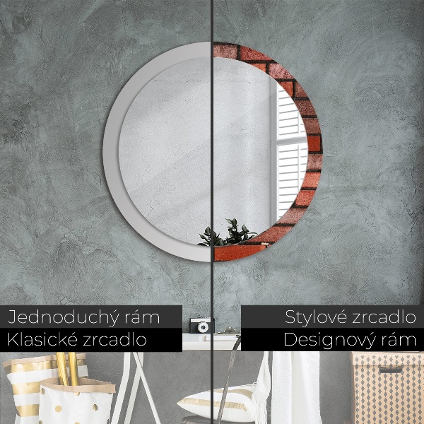 Round printed mirror Red brick