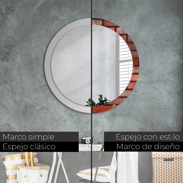 Round printed mirror Red brick