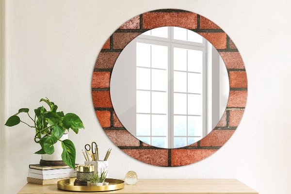 Round printed mirror Red brick