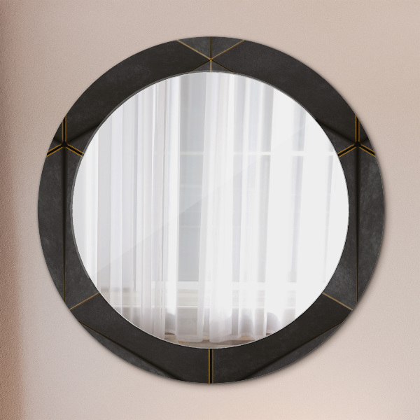 Round wall mirror decor Gray triangles