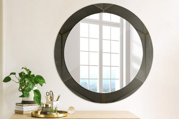 Round wall mirror decor Gray triangles